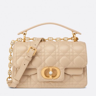 Dior Small Jolie Top Handle Bag in Beige Cannage Calfskin LDBS240928