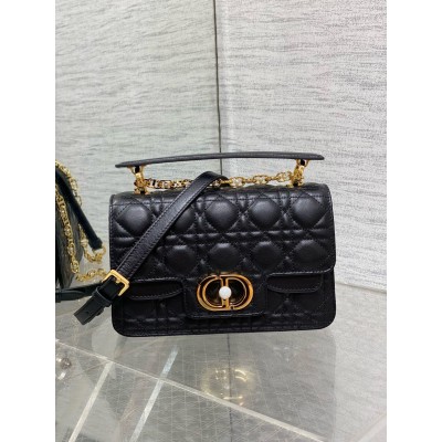 Dior Small Jolie Top Handle Bag in Black Cannage Calfskin LDBS240929