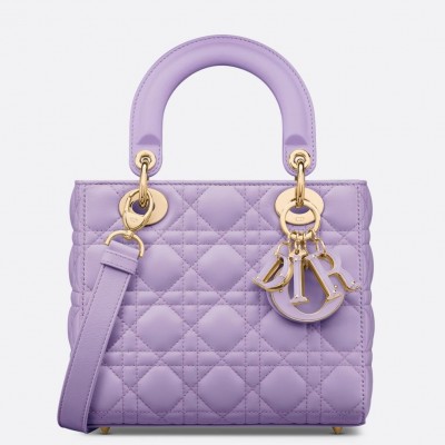 Dior Small Lady Dior Bag in Lilas Lambskin with Resin Charms LDBS240933