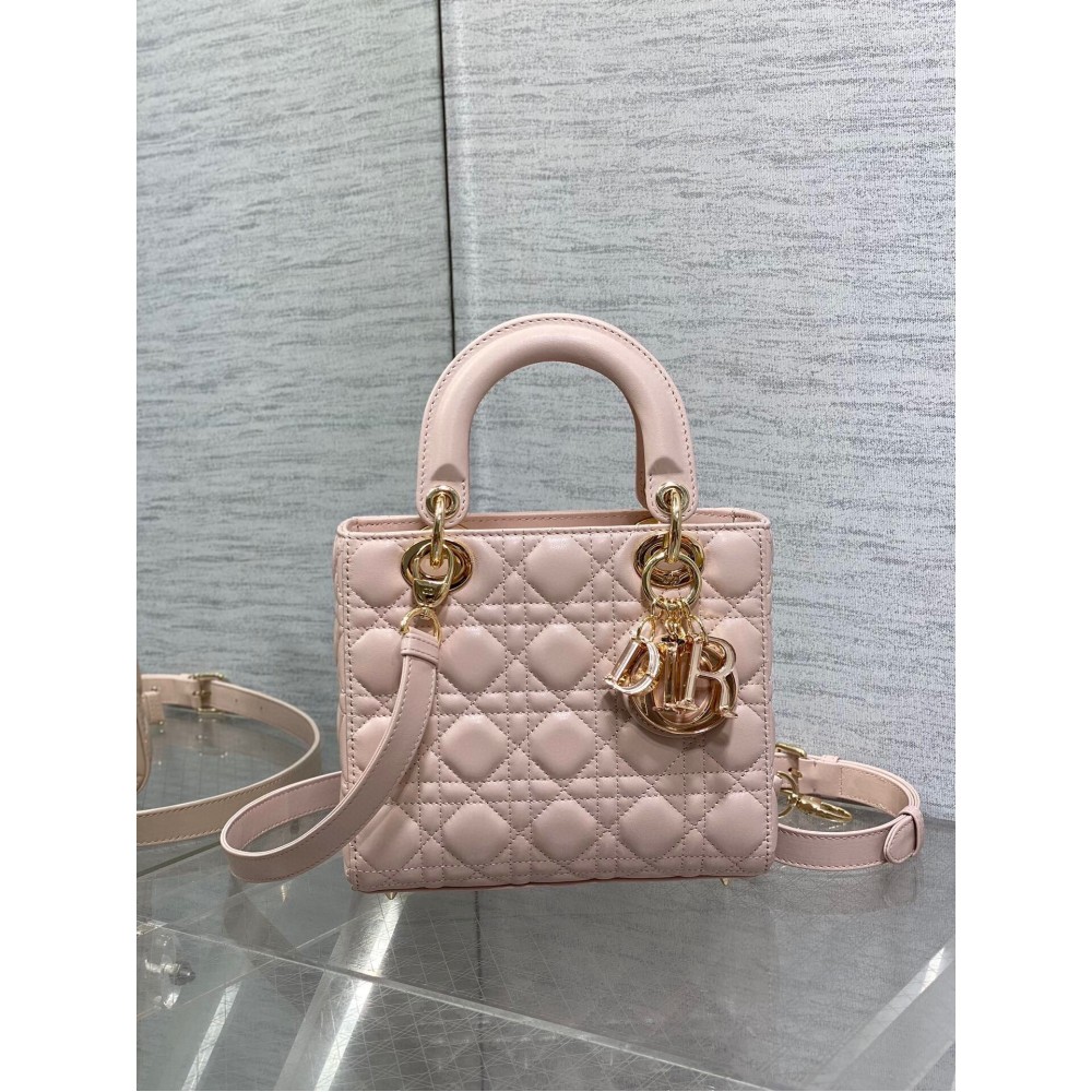 Dior Small Lady Dior Bag in Pink Lambskin with Resin Charms LDBS240934