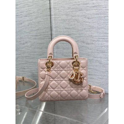 Dior Small Lady Dior Bag in Pink Lambskin with Resin Charms LDBS240934