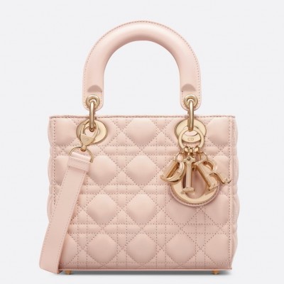 Dior Small Lady Dior Bag in Pink Lambskin with Resin Charms LDBS240934