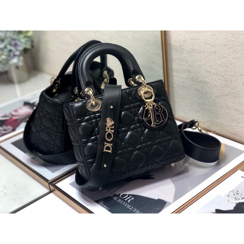 Dior Small Lady Dior My ABCDior Bag In Black Cannage Lambskin LDBS240936