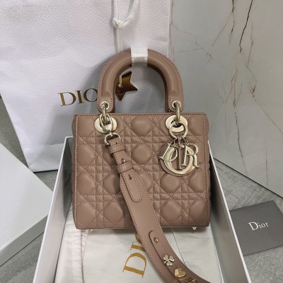 Dior Small Lady Dior My ABCDior Bag In Hazelnut Lambskin LDBS240942