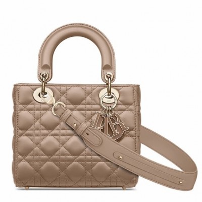 Dior Small Lady Dior My ABCDior Bag In Warm Taupe Cannage Lambskin LDBS240952