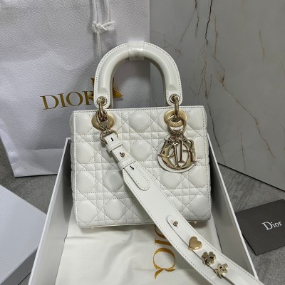 Dior Small Lady Dior My ABCDior Bag In White Lambskin LDBS240953