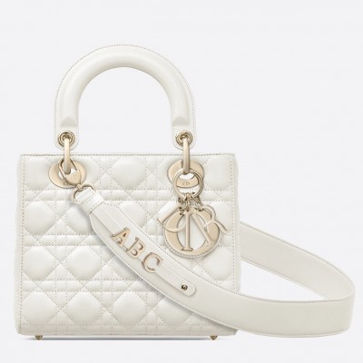 Dior Small Lady Dior My ABCDior Bag In White Lambskin LDBS240953