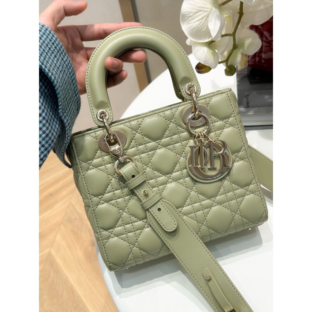 Dior Small Lady Dior My ABCDior Bag in Ethereal Green Lambskin LDBS240941