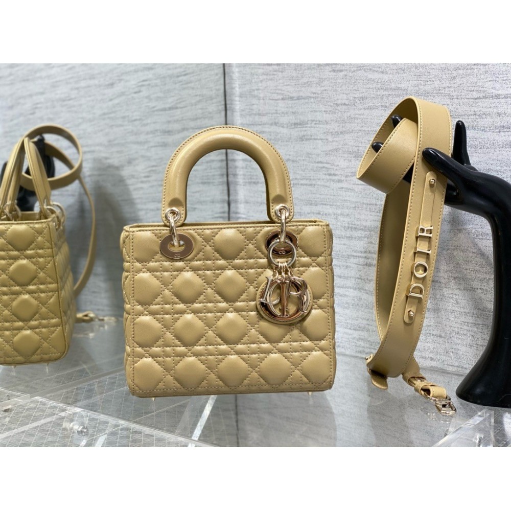 Dior Small Lady Dior My ABCDior Bag in Pastel Yellow Lambskin LDBS240945