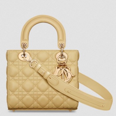 Dior Small Lady Dior My ABCDior Bag in Pastel Yellow Lambskin LDBS240945