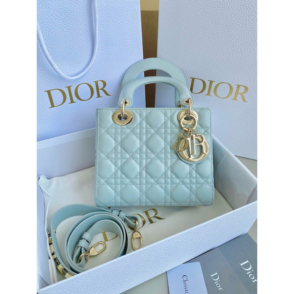 Dior Small Lady Dior My ABCDior Bag in Placid Blue Lambskin LDBS240946