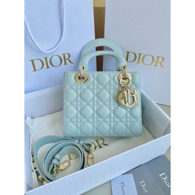 Dior Small Lady Dior My ABCDior Bag in Placid Blue Lambskin LDBS240946