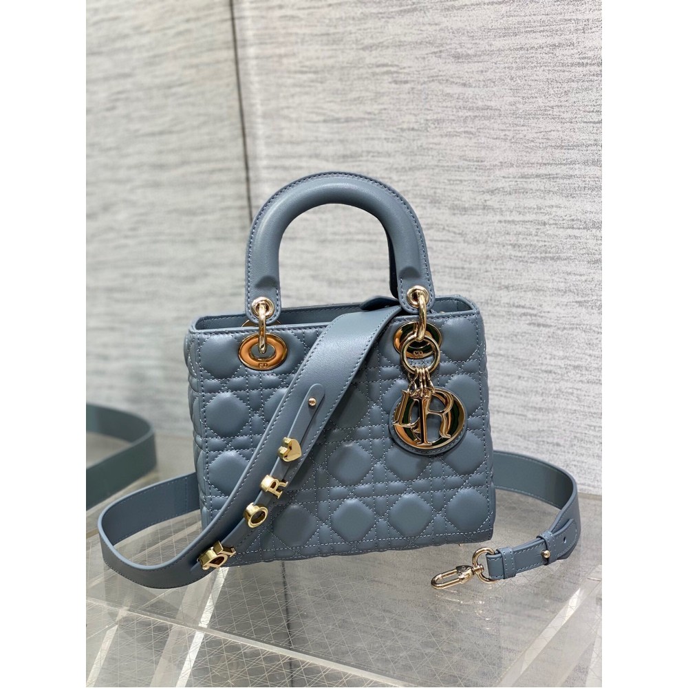 Dior Small Lady Dior My ABCDior Bag in Sky Blue Lambskin LDBS240950