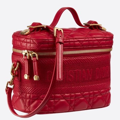 Dior Small Travel Vanity Case In Red Cannage Lambskin LDBS240956