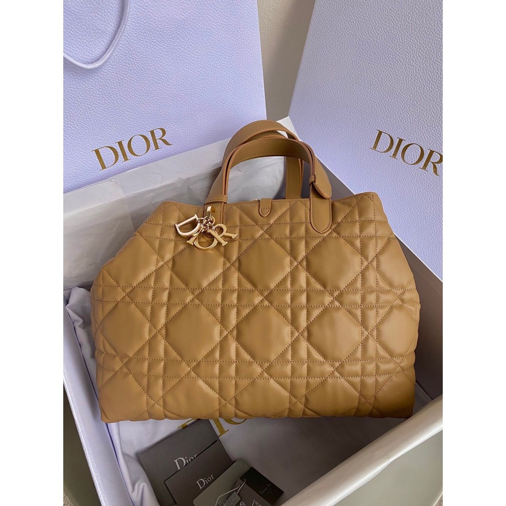 Dior Toujours Large Bag in Brown Macrocannage Calfskin LDBS240962