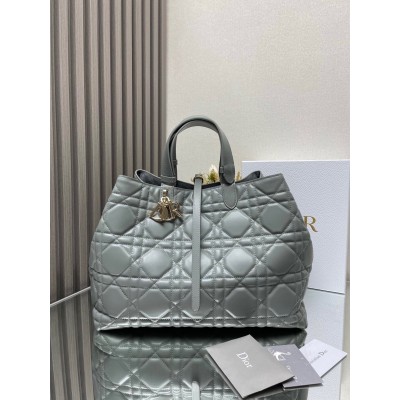 Dior Toujours Large Bag in Grey Macrocannage Calfskin LDBS240963