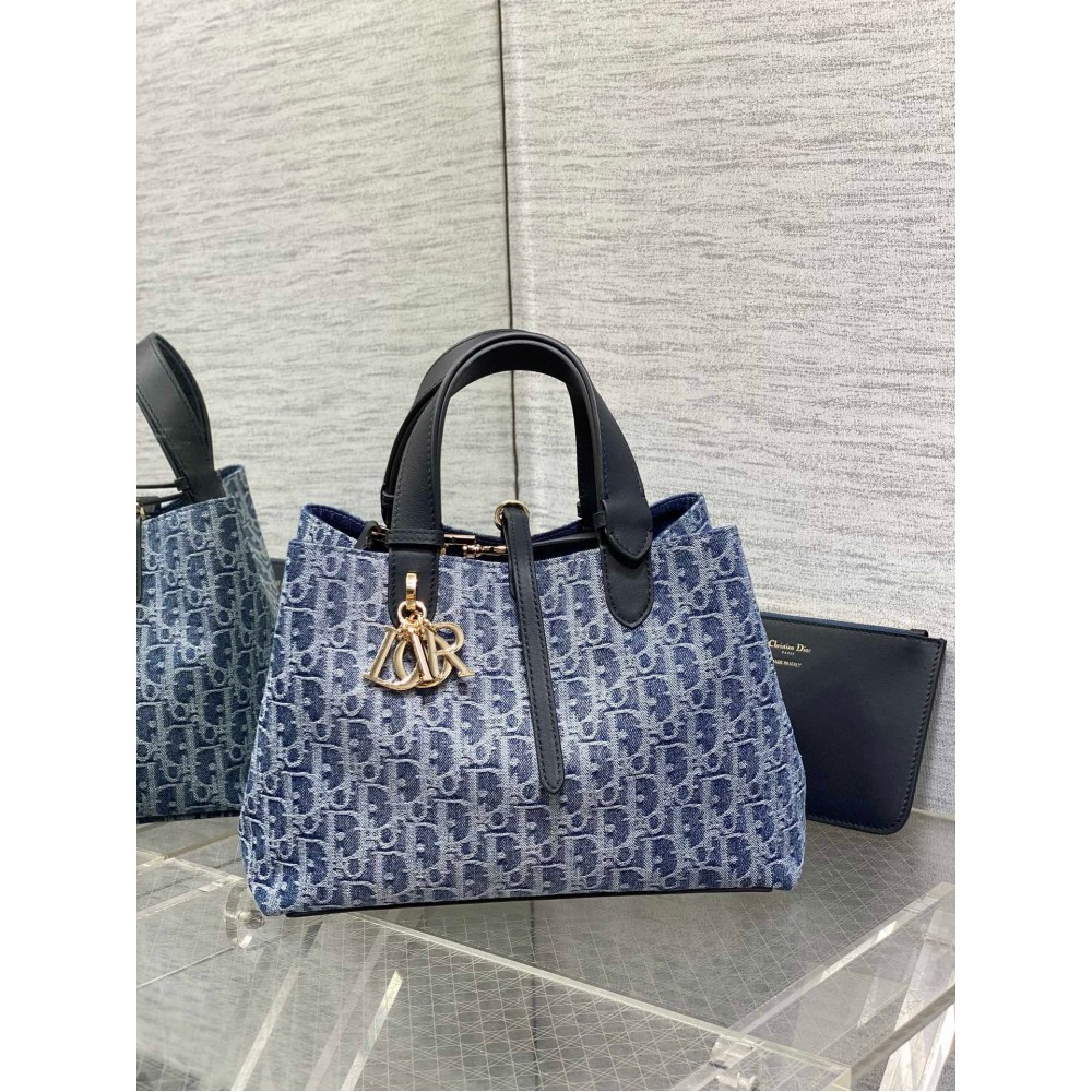 Dior Toujours Medium Bag in Blue Denim Oblique Jacquard LDBS240968