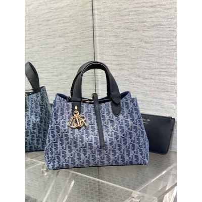 Dior Toujours Medium Bag in Blue Denim Oblique Jacquard LDBS240968