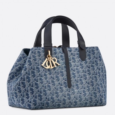 Dior Toujours Medium Bag in Blue Denim Oblique Jacquard LDBS240968