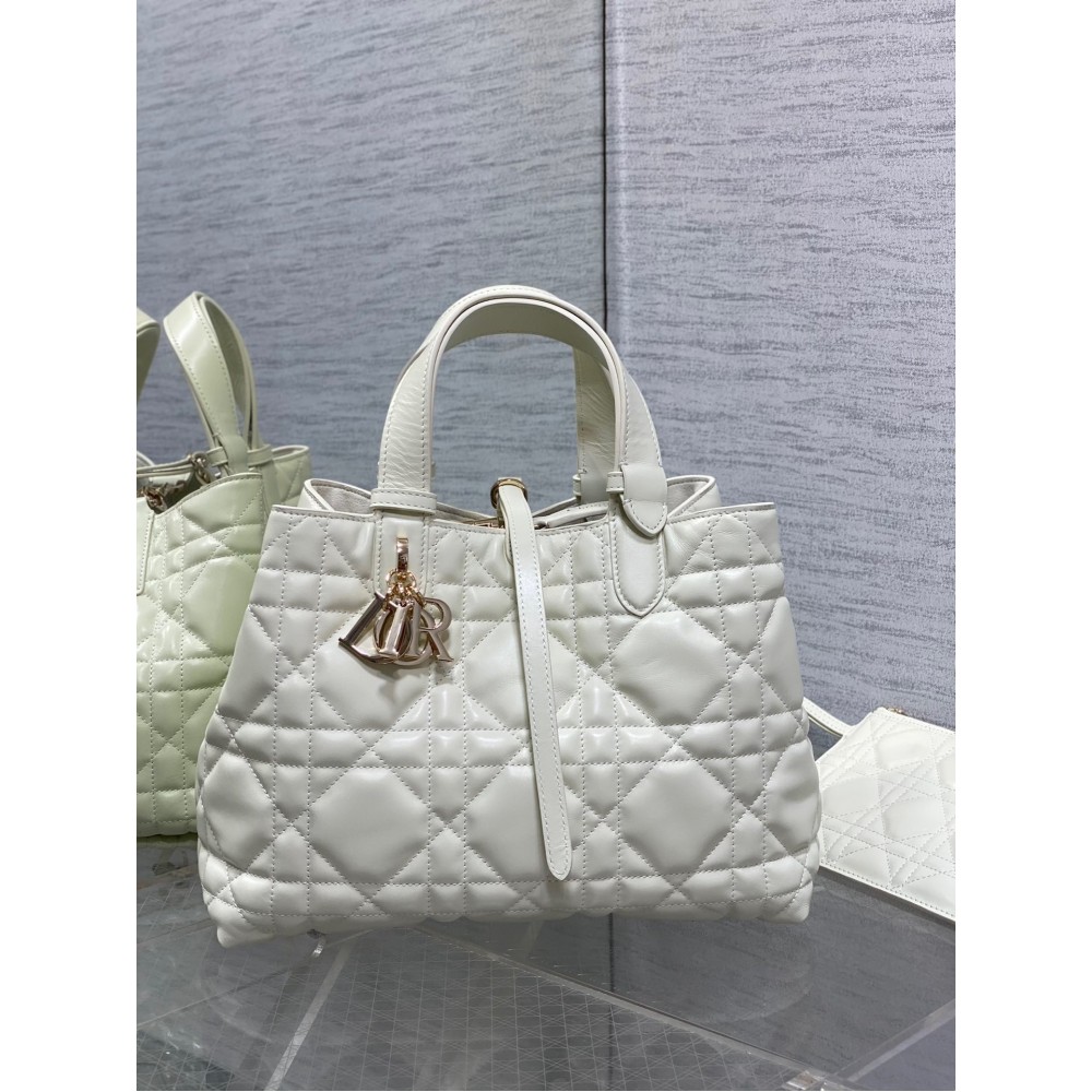 Dior Toujours Medium Bag in White Macrocannage Calfskin LDBS240970