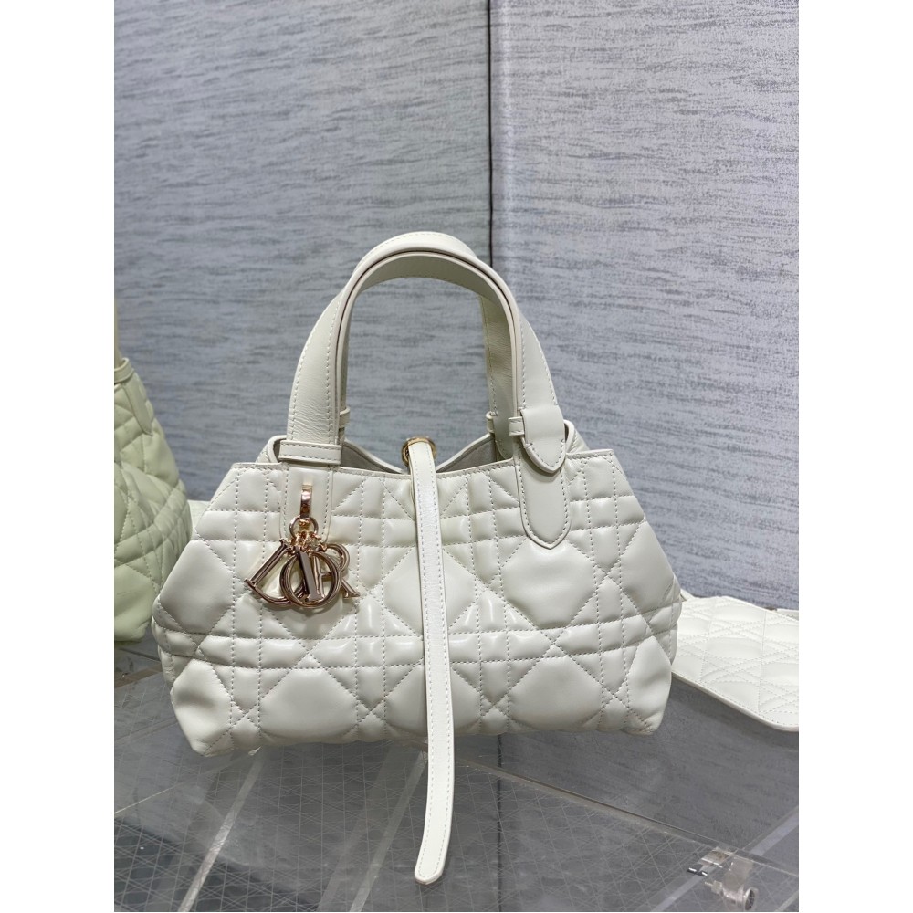 Dior Toujours Small Bag in White Macrocannage Calfskin LDBS240973