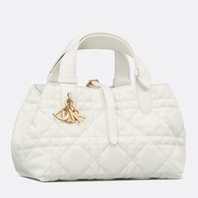 Dior Toujours Small Bag in White Macrocannage Calfskin LDBS240973