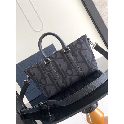 Dior Weekender 25 Bag in Black Maxi Dior Oblique Jacquard LDBS240977