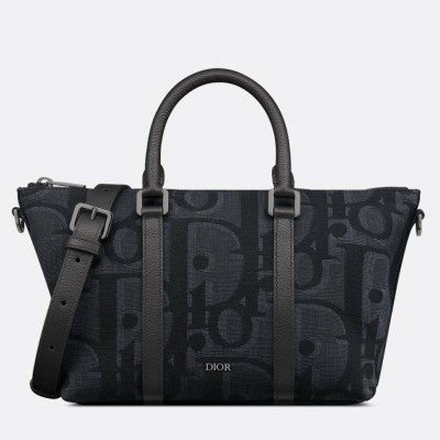 Dior Weekender 25 Bag in Black Maxi Dior Oblique Jacquard LDBS240977