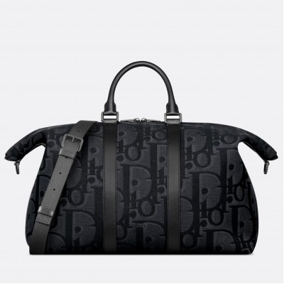 Dior Weekender 40 Bag in Black Maxi Dior Oblique Jacquard LDBS240982