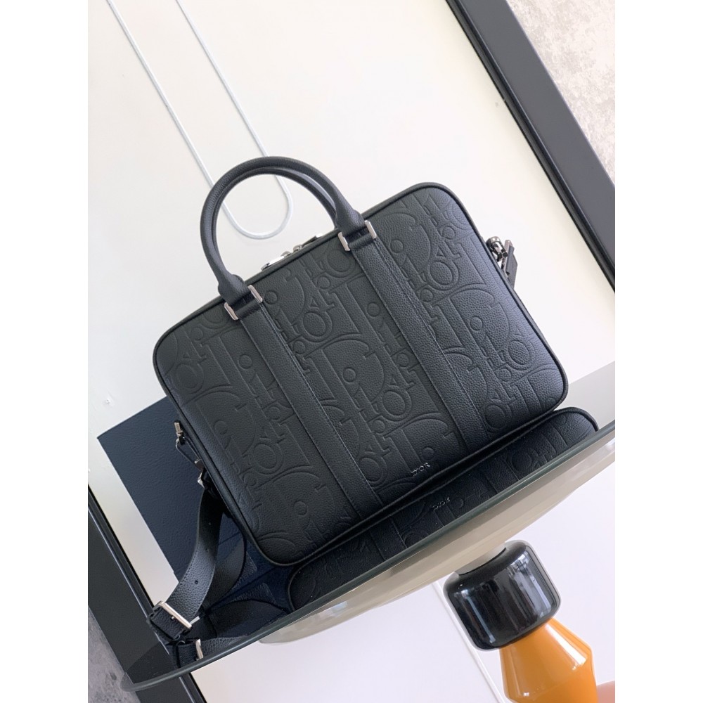 Dior Zipped Briefcase in Black Gravity Leather LDBS240987