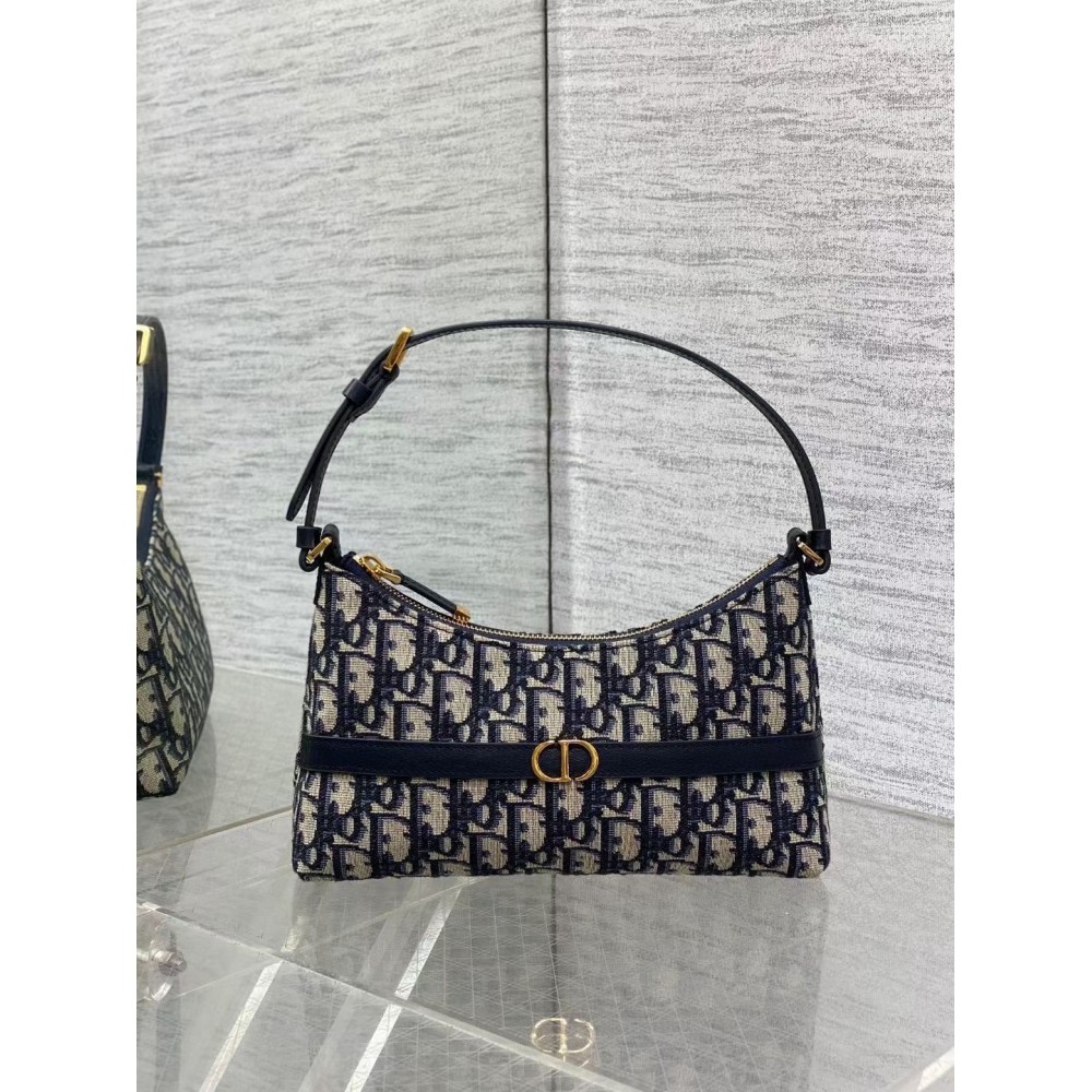 Dior 30 Montaigne Cigale Mini Bag in Blue Oblique Jacquard