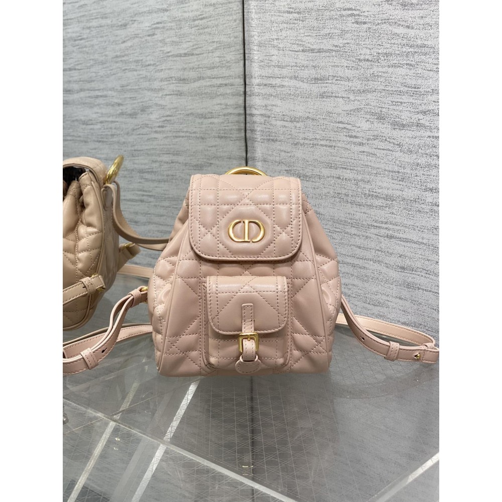 Dior Caro Small Backpack in Pink Macrocannage Lambskin