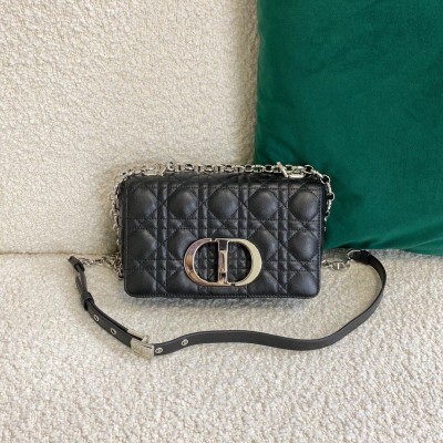 Dior Caro Small Bag In Noir Cannage Calfskin