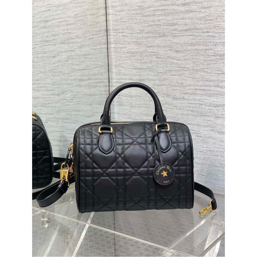 Dior Groove 25 Bag in Black Macrocannage Calfskin