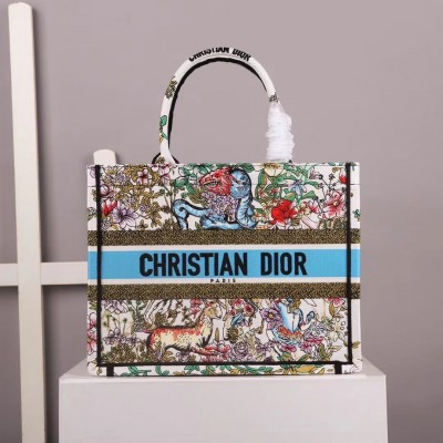 Dior Medium Book Tote Bag In Latte D-Constellation Embroidery