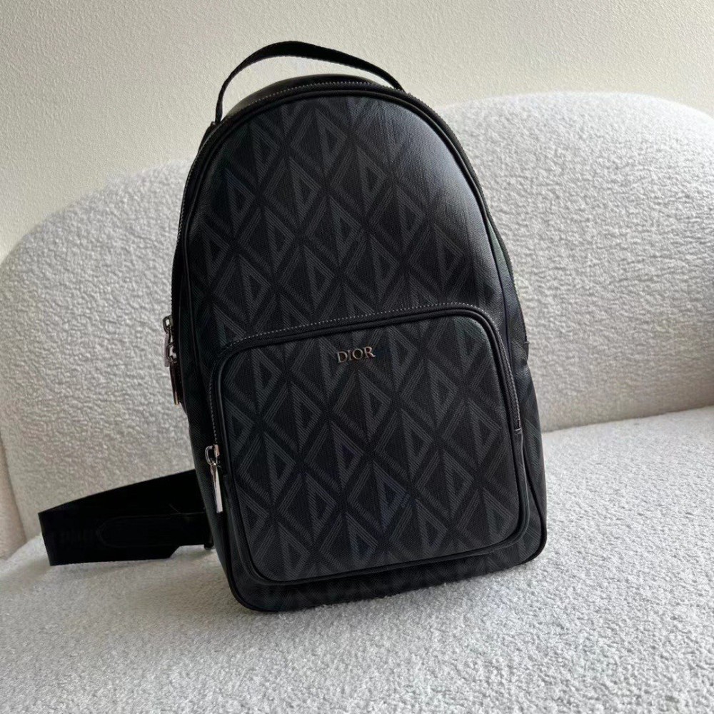 Dior Mini Rider Sling Bag In Black CD Diamond Canvas