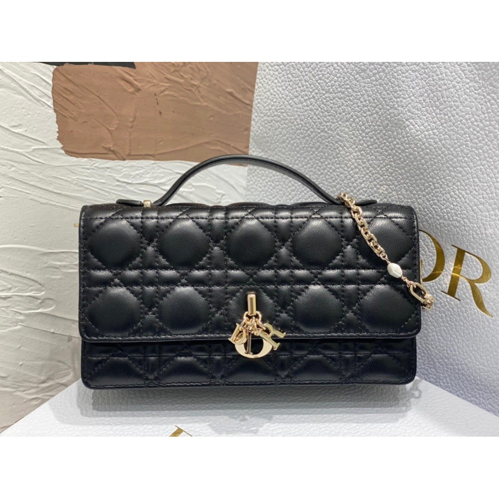 Dior Miss Dior Mini Bag In Black Cannage Lambskin