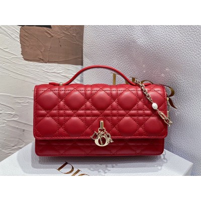 Dior Miss Dior Mini Bag In Red Cannage Lambskin