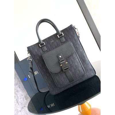 Dior Saddle Tote Bag Black in Black Dior Oblique Jacquard