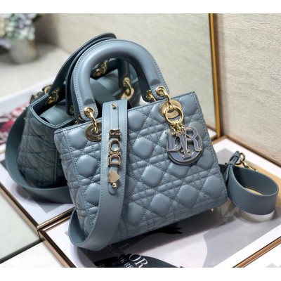 Dior Small Lady Dior My ABCDior Bag In Blue Cannage Lambskin