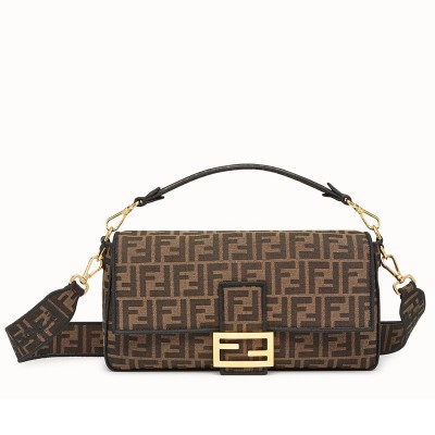 Fendi Baguette Large Bag In FF Fabric With Black Trim LDBS240995