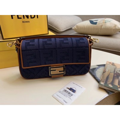 Fendi Baguette Medium Bag In Blue Denim LDBS240999