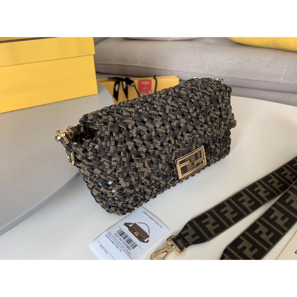 Fendi Baguette Medium Bag In Woven Strips LDBS241007