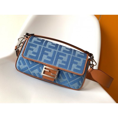 Fendi Baguette Medium Bag in Denim with FF Embroidery LDBS241001