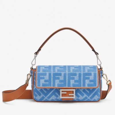 Fendi Baguette Medium Bag in Denim with FF Embroidery LDBS241001