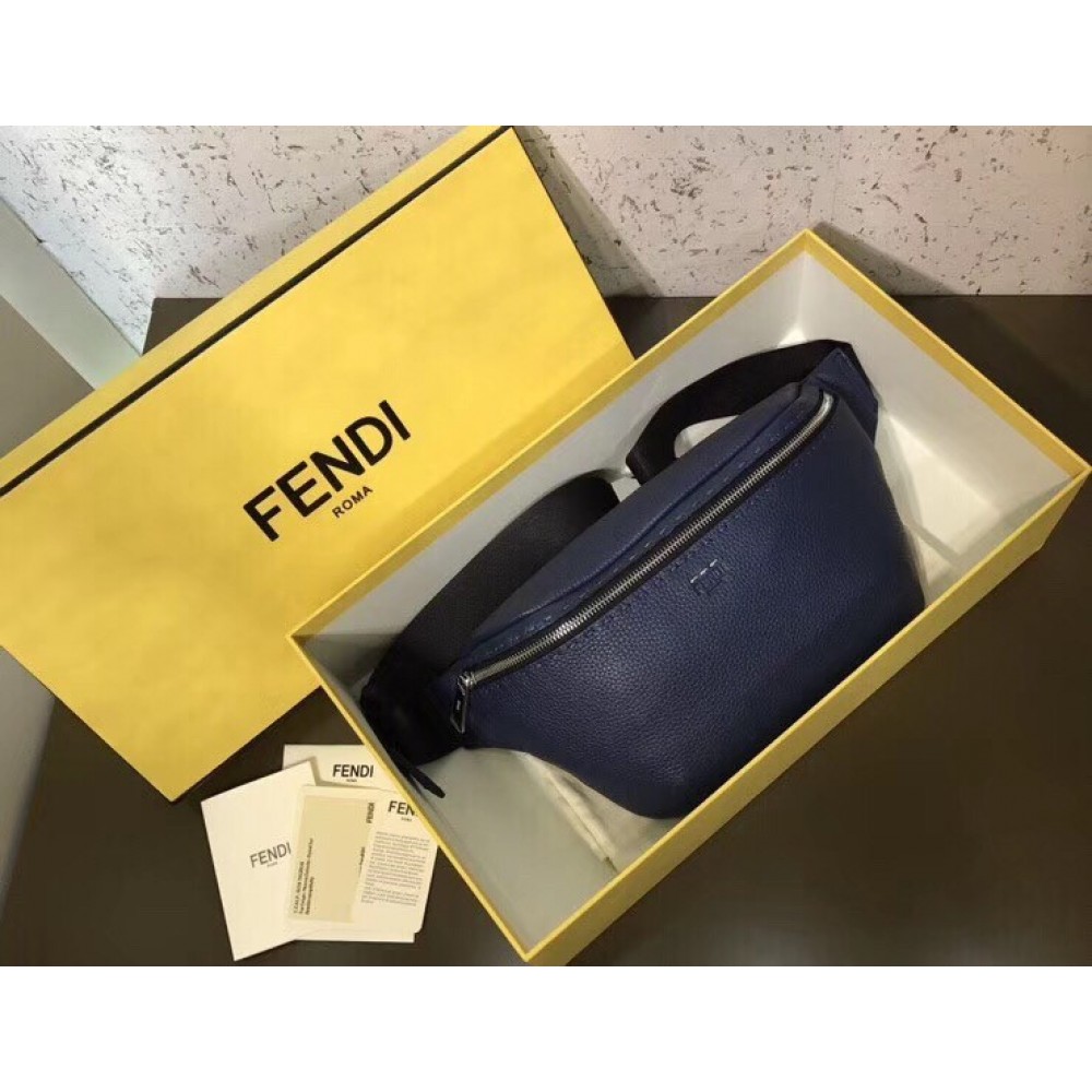 Fendi Belt Bag In Blue Romano Leather LDBS241015