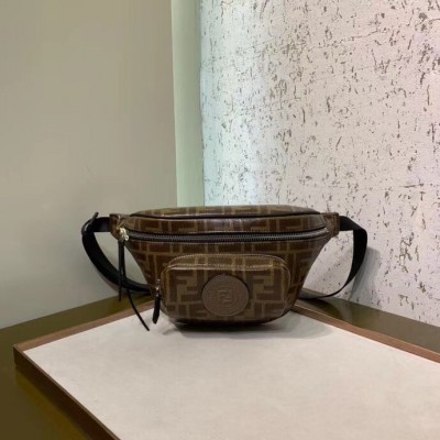 Fendi Belt Bag In Glazed Fabric With FF Motif LDBS241018