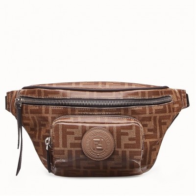 Fendi Belt Bag In Glazed Fabric With FF Motif LDBS241018