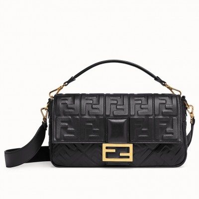 Fendi Black FF Motif Large Baguette Bag LDBS241022