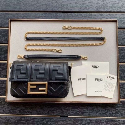 Fendi Black FF Motif Mini Baguette Bag LDBS241024